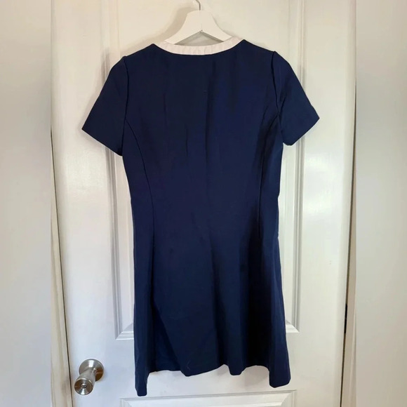 Tory Burch Women’s Blue & Whiter Kimberly Zip Front Mini Dress Size Small Petite - Picture 4 of 4